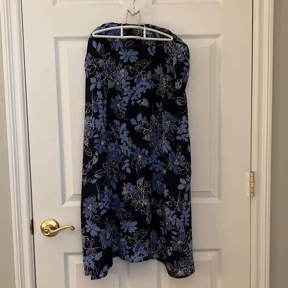Laura Scott Navy Floral Maxi Skirt with Blue & White Blooms